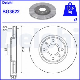JEU DE DISQUES DE FREIN BG3622
